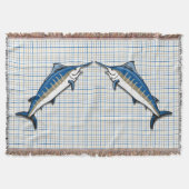 Throw Blanket - Blue Marlin auf Kariert Decke (Vorderseite)