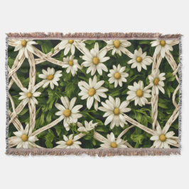 Throw Blanket  Eternal Blossom Wicker Weave Throw Decke