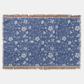 Throw Blanket - Floral Blue & White Design Decke (Vorderseite)