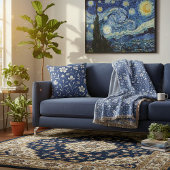 Throw Blanket - Floral Blue & White Design Decke