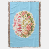 Throw Blanket happy Mother's Day floral wreath woo Decke (Vorderseite Vertikal)