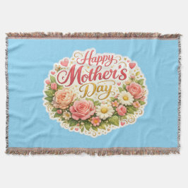 Throw Blanket happy Mother's Day floral wreath woo Decke