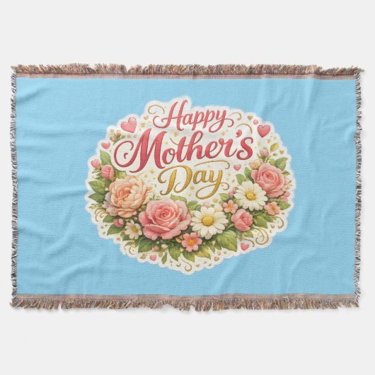 Throw Blanket happy Mother's Day floral wreath woo Decke (Vorderseite)