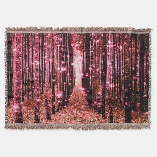 Throw Blanket Magischen Wald Peach Pink Decke (Vorderseite)
