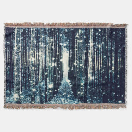 Throw Blanket: Magischer Wald Aquamarin Grau Elega Decke