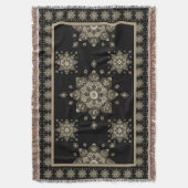 Throw Blanket Sepia Medallions auf schwarz Decke (Vorderseite Vertikal)