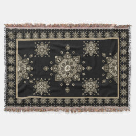 Throw Blanket Sepia Medallions auf schwarz Decke