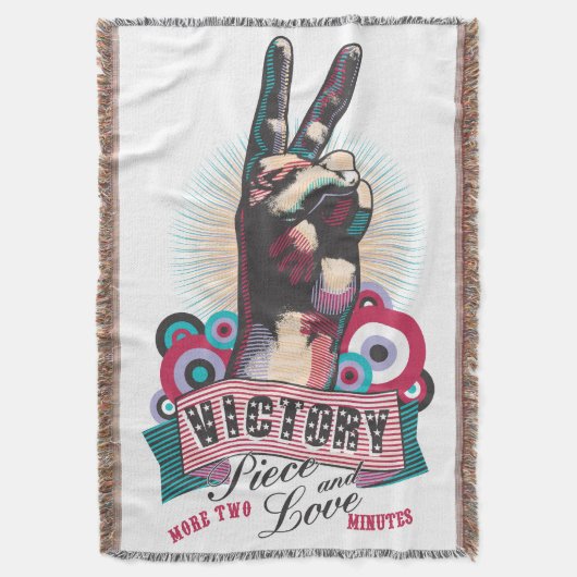 Throw Blanket Victory Peace & Love Pop-Art Design Decke (Vorderseite Vertikal)