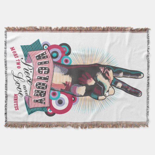 Throw Blanket Victory Peace & Love Pop-Art Design Decke (Vorderseite)