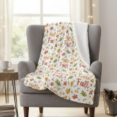 Throw Blanket with Hello Fall Pattern and Autumn Fleecedecke