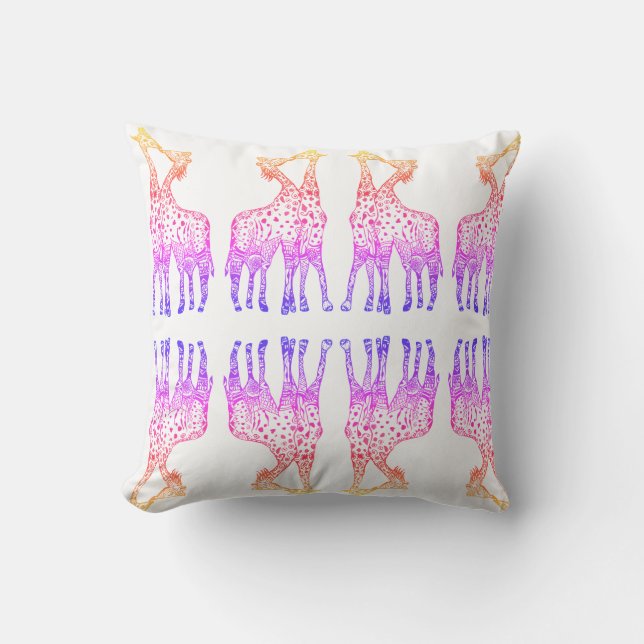 Throw Cushion Giraffes Kiss bunte Kunst Kissen (Vorderseite)