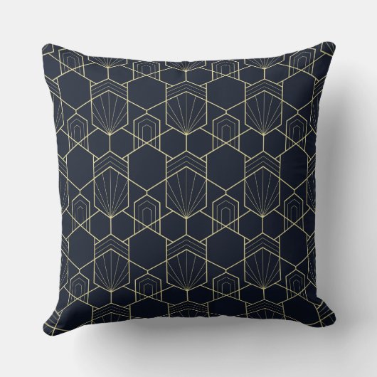 Throw Cushions - Art Deco Gold und Dunkelblau Kissen (Rückseite)