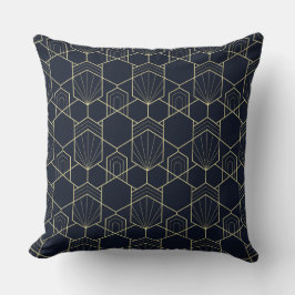 Throw Cushions - Art Deco Gold und Dunkelblau Kissen