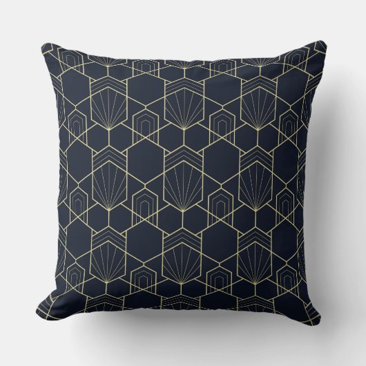 Throw Cushions - Art Deco Gold und Dunkelblau Kissen (Vorderseite)