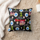 Throw Kissen, #1 Happy First Birthday Black Kissen (Decke)