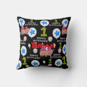 Throw Kissen, #1 Happy First Birthday Black Kissen (Rückseite)