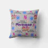 Throw Kissen, #5 Happy 5th Birthday Gray Kissen (Rückseite)