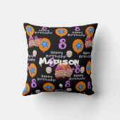 Throw Kissen, #8 Happy 8. Geburtstag Black Kissen (Rückseite)