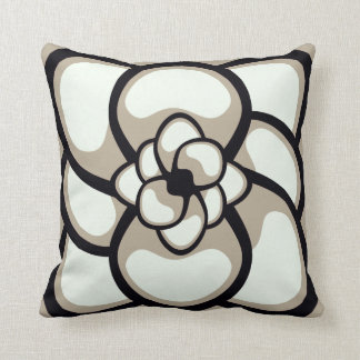 Throw-Kissen, abstrakte Blume 3, TAN-Schwarzes Kissen