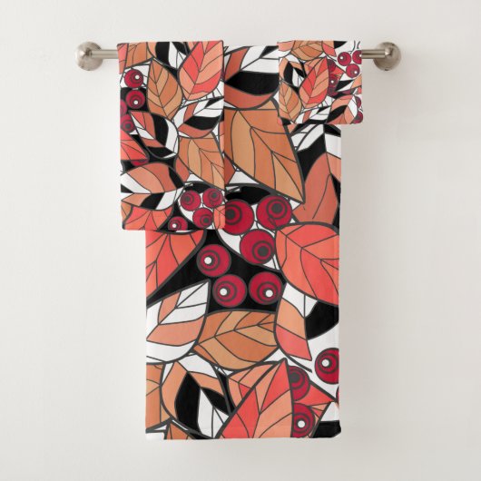 Throw Kissen Abstrakter Cartoon Blätter Beeren sch Badhandtuch Set (Insitu)