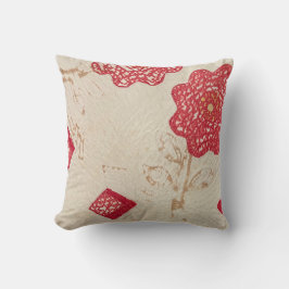 Throw Kissen Alte Creme Quilt Tatzerte rote Blume