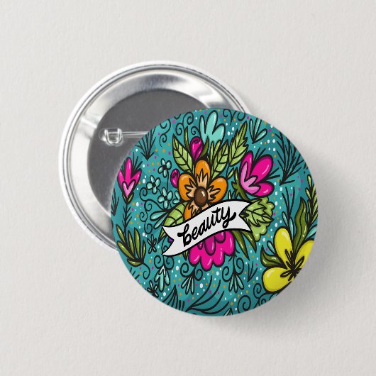 Throw Kissen Beauty mit Blume Button (Vorne & Hinten)