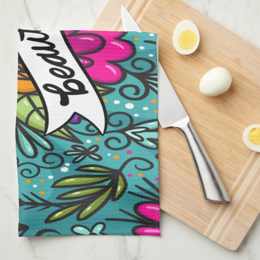 Throw Kissen Beauty mit Blume Geschirrtuch (Viertel Falte)