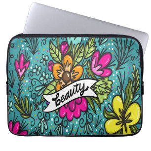 Throw Kissen Beauty mit Blume Laptopschutzhülle