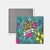 Throw Kissen Beauty mit Blume Magnet (Vorderseite/Rückseite)