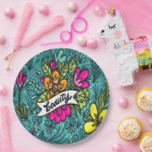 Throw Kissen Beauty mit Blume Pappteller (Party)