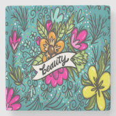 Throw Kissen Beauty mit Blume Steinuntersetzer (Vorderseite)