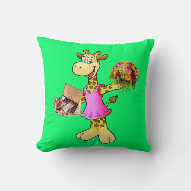 Throw Kissen Giraffe Grüne Blumenschokolade (Vorderseite)