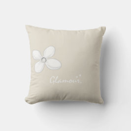 Throw Kissen Glamour Weiße Blume Floral Beige