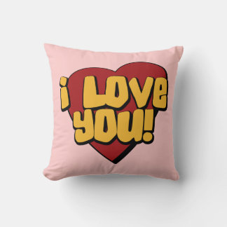 Throw Kissen, ich Liebe, Sie hören, gelb, rosa Kissen