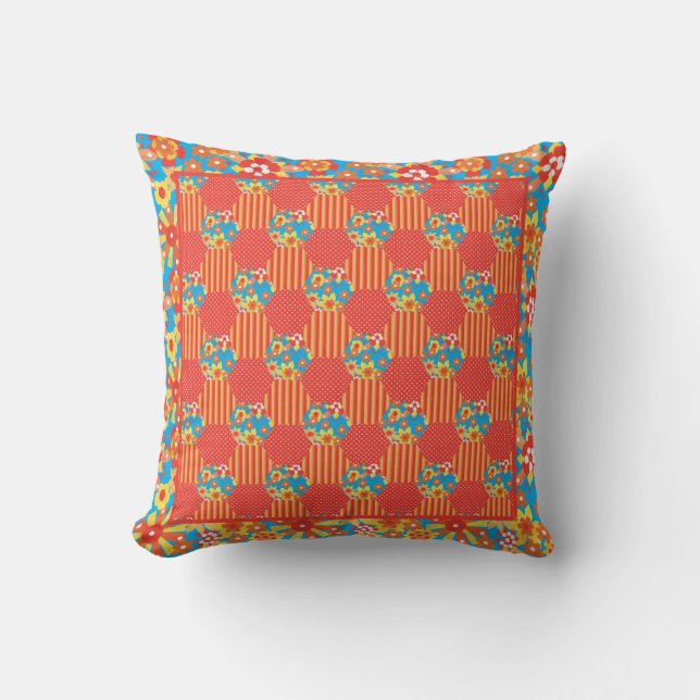 Throw Kissen Kissen Ditsy Orange Patchwork (Vorderseite)
