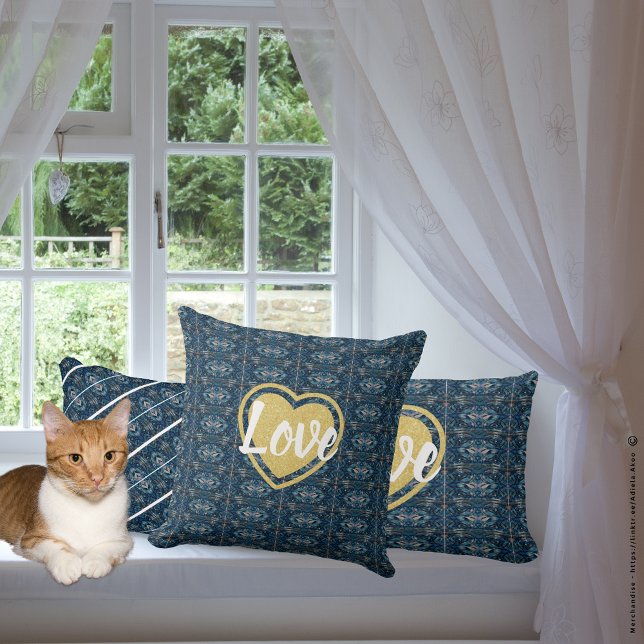 Throw Kissen - LIEBE von Poet Adiela Akoo (Blue Stripe Throw Pillows by Poet Adiela Akoo. Love it? Get it! Browse my store for more great buys!)