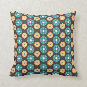 Throw-Kissen - modernes Blumenmotiv (aquamarin u. Kissen