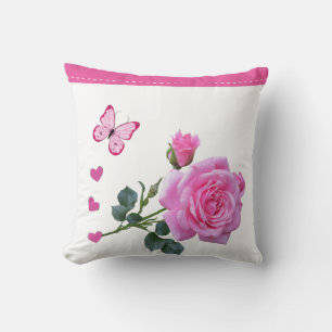 Throw Kissen Rosa Rose Bläschen Schmetterlingsherz