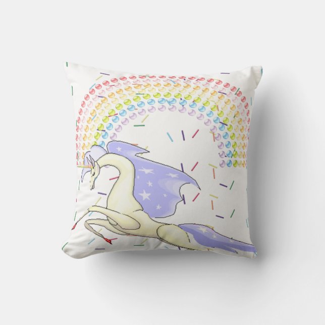 Throw Kissen Unicorn Regenbogen (Vorderseite)