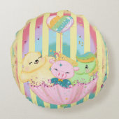 Throw Kissenbeduft Buddies Rundes Kissen (Rückseite)