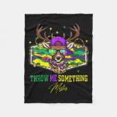 Throw Me Soing Mister Mardi Gras Deer Head Camo Ca Fleecedecke (Vorderseite)