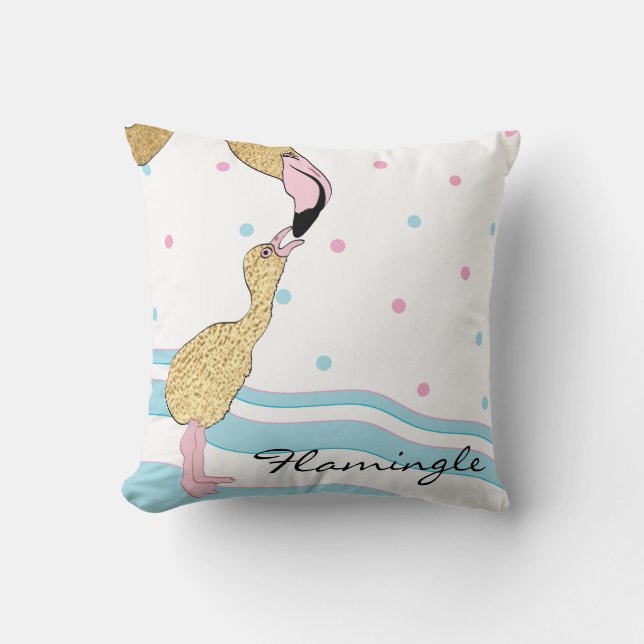 Throw Pillow 16" Square Flamingle Kissen (Vorderseite)