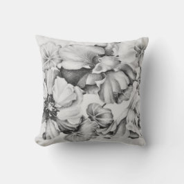 Throw Pillow B&W Nasturtien #2 Kissen