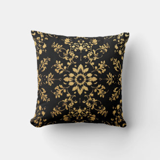 Throw Pillow black yellow pattern Kissen