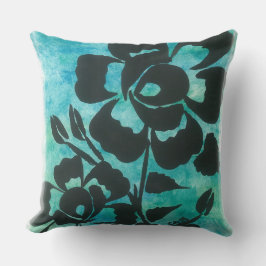 Throw-Pillow-Blau- und Schwarz-Silhouette Kissen