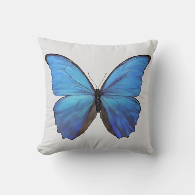 Throw Pillow Blue Butterfly Kissen (Vorderseite)