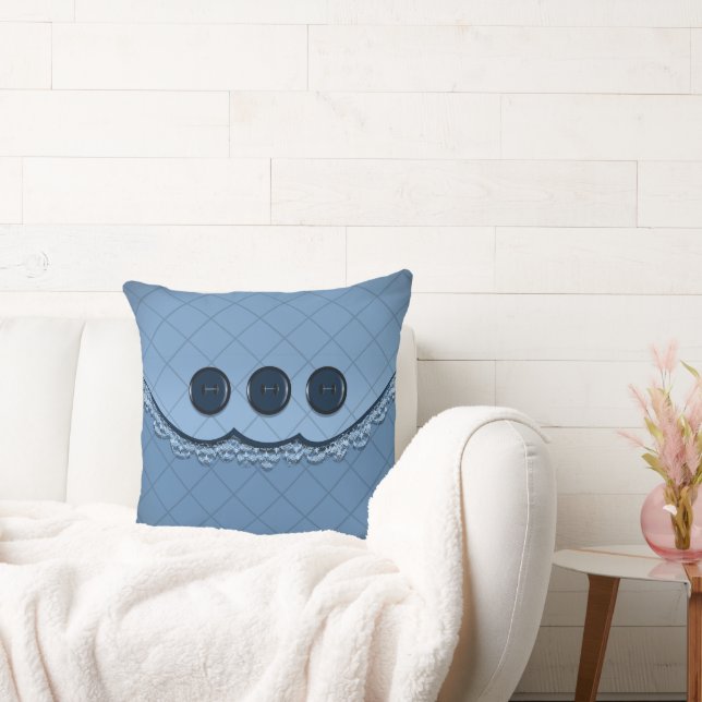 Throw Pillow - Blue Button Kissen (Liege)