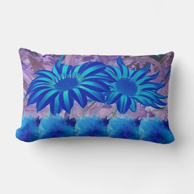 Throw Pillow Blue flowers  Lendenkissen (Vorderseite)