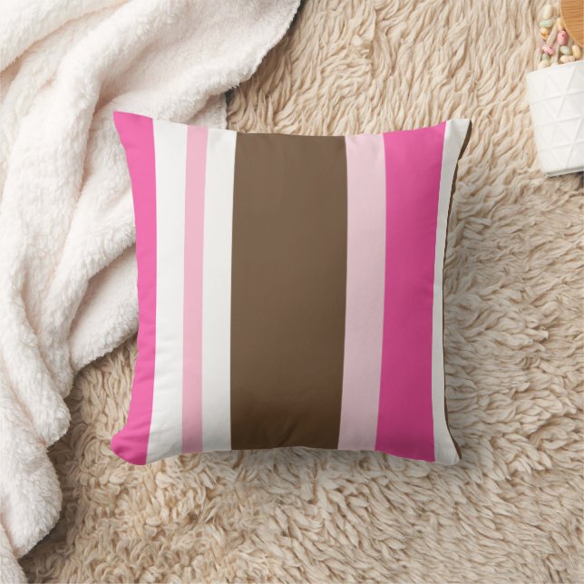Throw Pillow Brown & Pink Stripe Kissen (Decke)