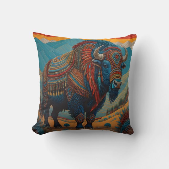 Throw Pillow Buffalo amerikanisches Design Kissen (Vorderseite)